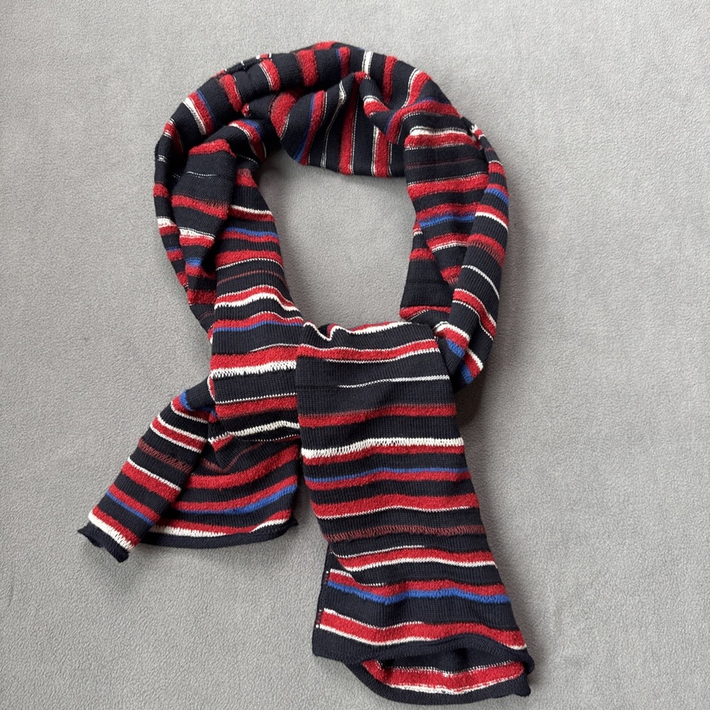 Missoni Sport Scarf Mens Striped Classic Italy‎ Wool Blend Knit VTG 16" x 64"